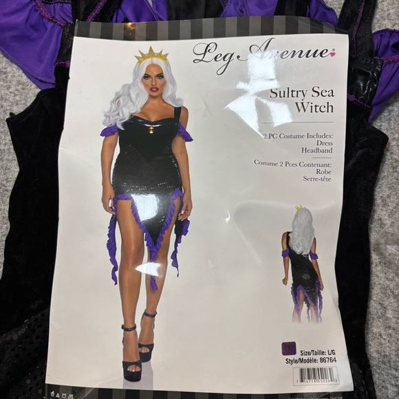 Leg Avenue Sultry Sea Witch Costume Women’s L Velvet Tentacle Dress - Picture 4 of 7